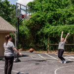 Clients playing basketball
