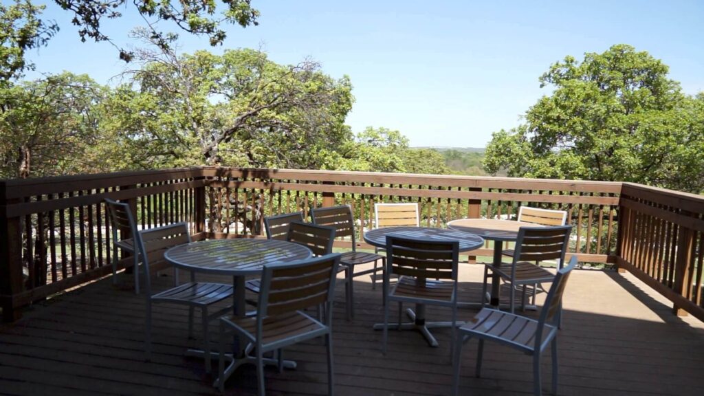 Shot of tables on Main deck at Santé Center for Healing