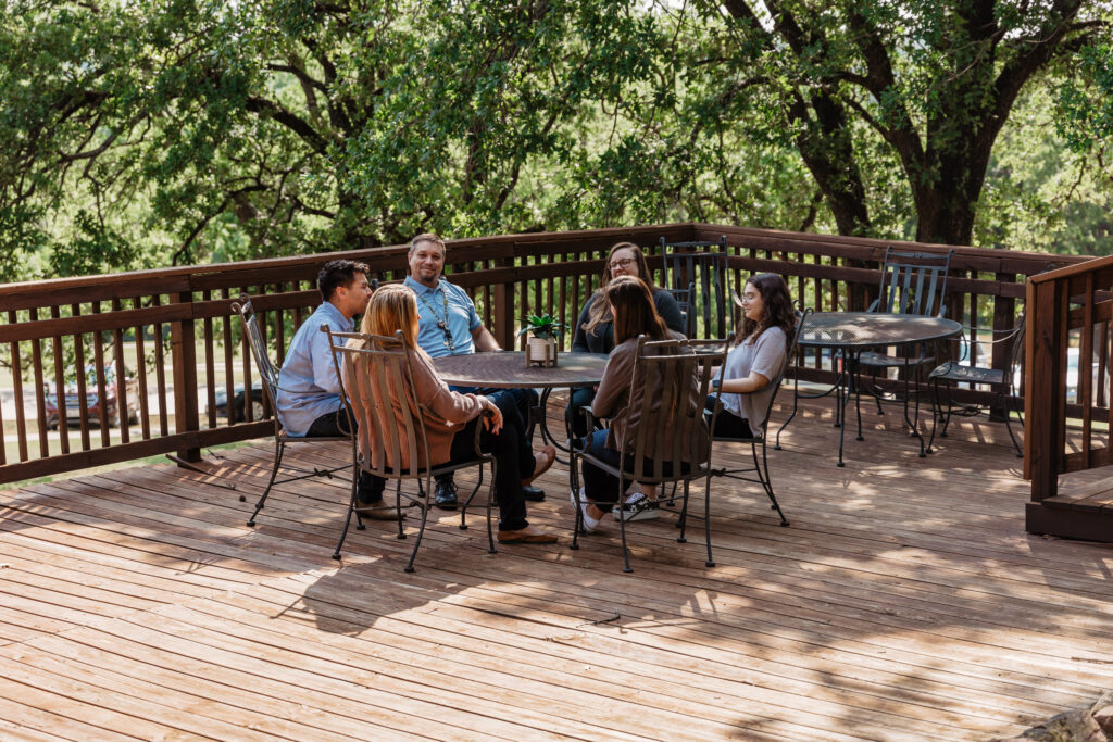 Clients on Lower Deck outside the Dining Hall