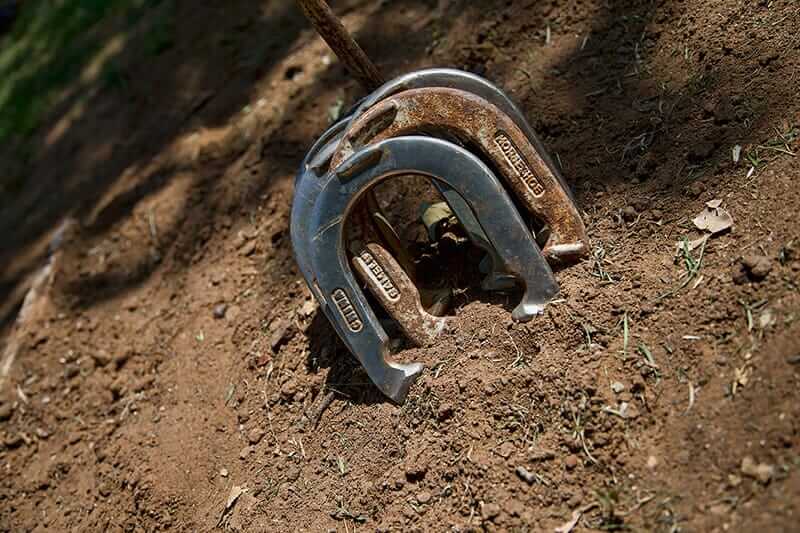 Close up of horseshoes